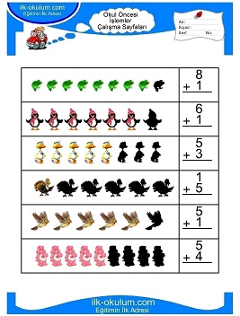 Çocuklar İçin toplam işlemi yaprak testleri 